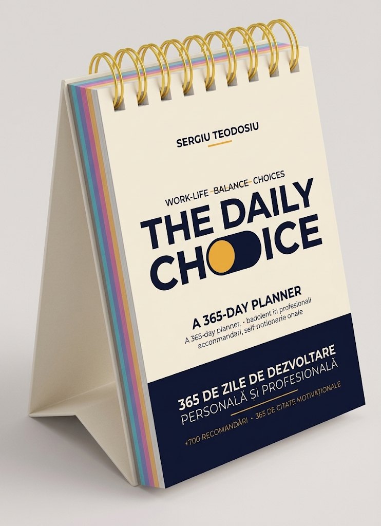 Calendarul de birou The Daily Choice de Sergiu Teodosiu, cu spirală aurie